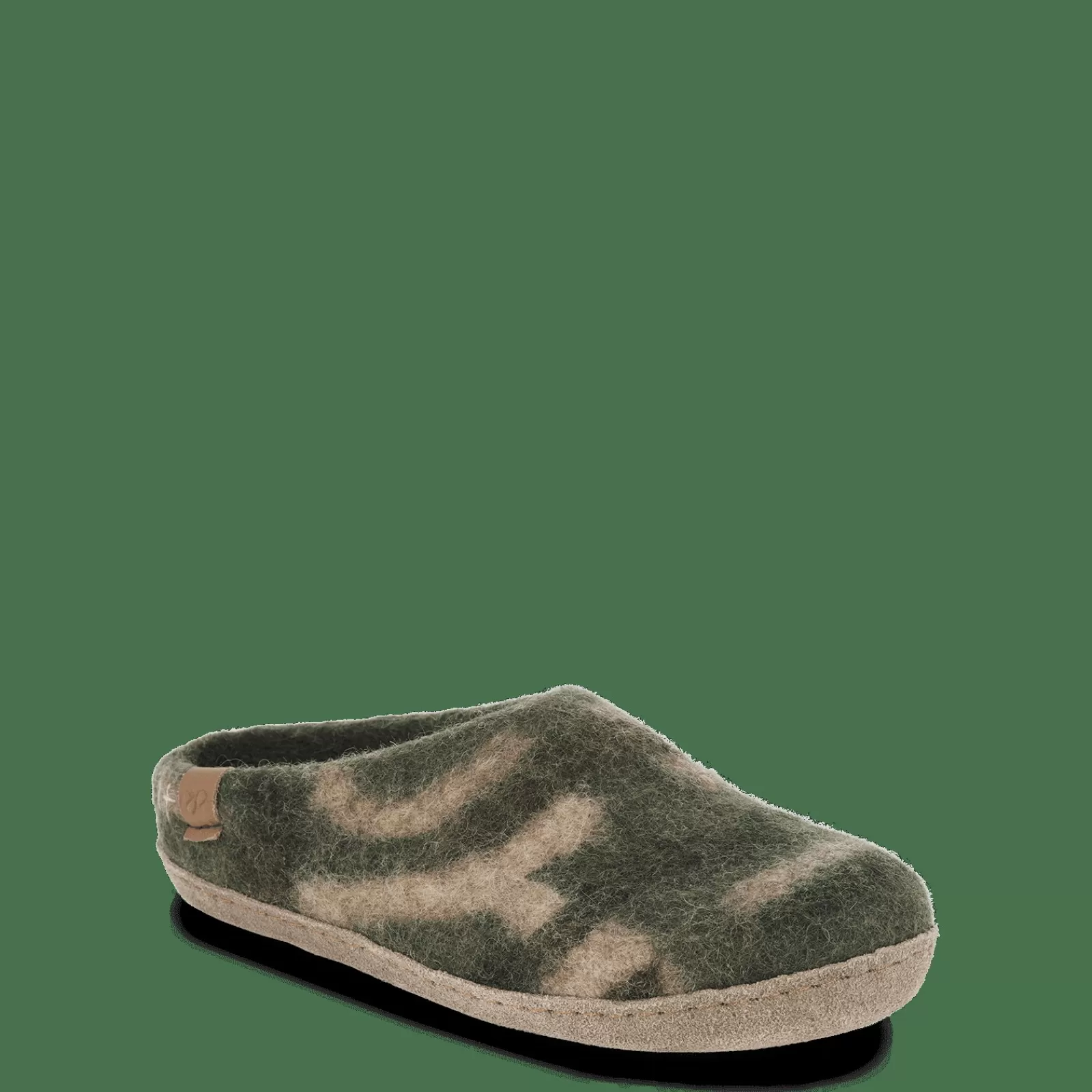 wool_makalu__mix_olive_2-1.webp Hjemmesko Med Skindsål>Green Comfort Wool Makalu - Mix Olive