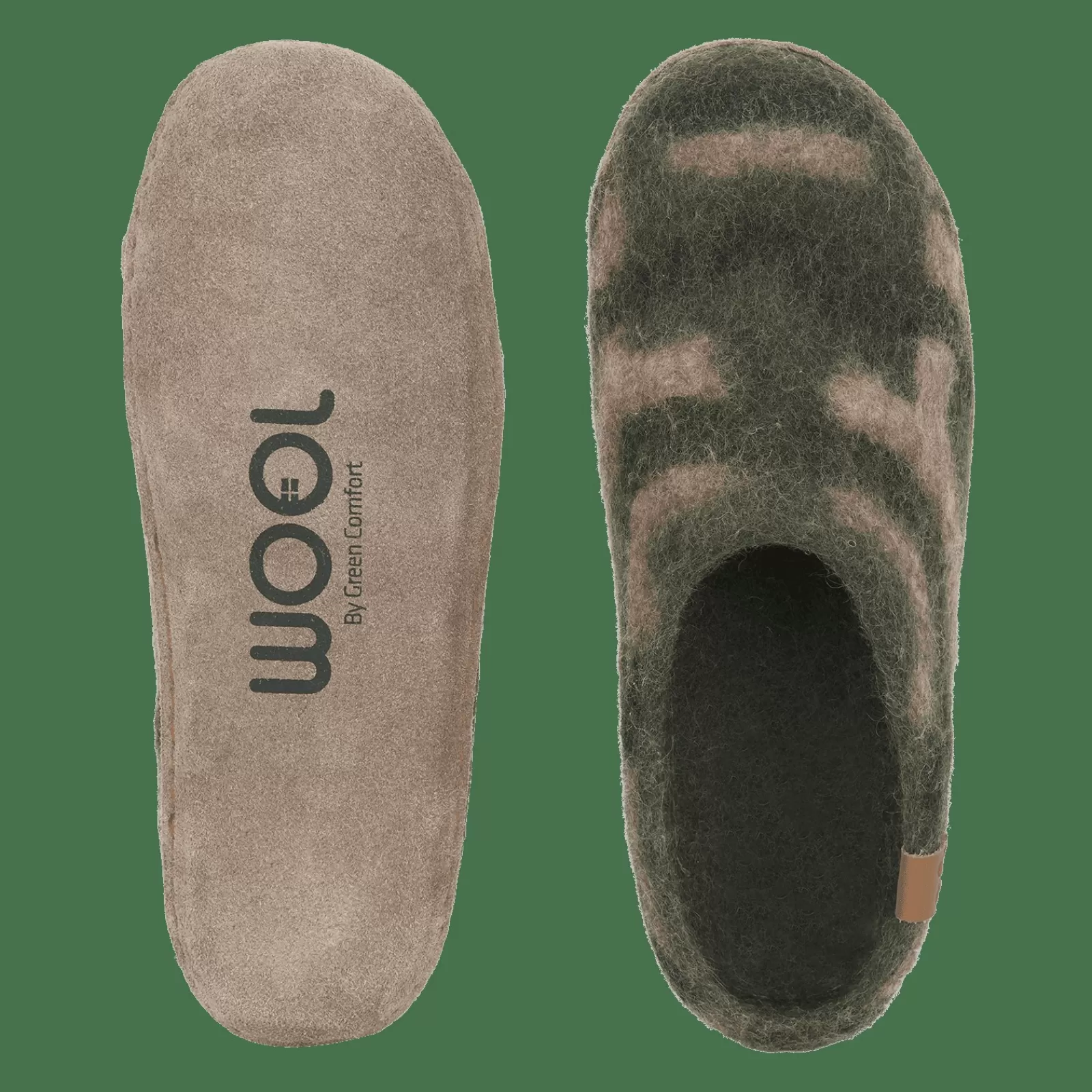 wool_makalu__mix_olive_3-1.webp Hjemmesko Med Skindsål>Green Comfort Wool Makalu - Mix Olive