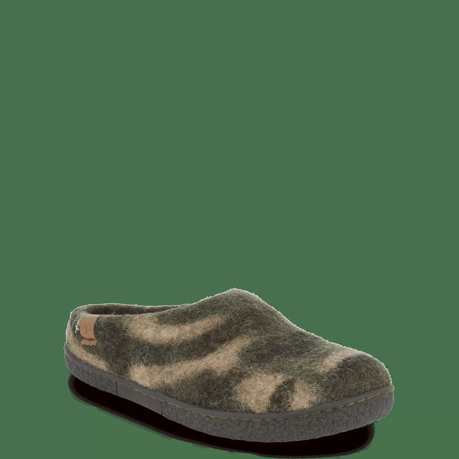 wool_tibet__mix_olive_2-1.webp Hjemmesko Med Gummisål>Green Comfort Wool Tibet - Mix Olive